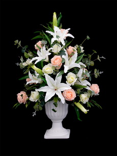 white & peach rose with lily 01-230x307
